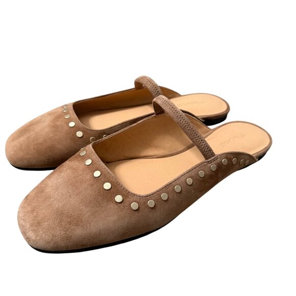 Madewell The Great Studded Tan Suede Ballet Mule Flat Womens Size 8.5 - Picture 3 of 10